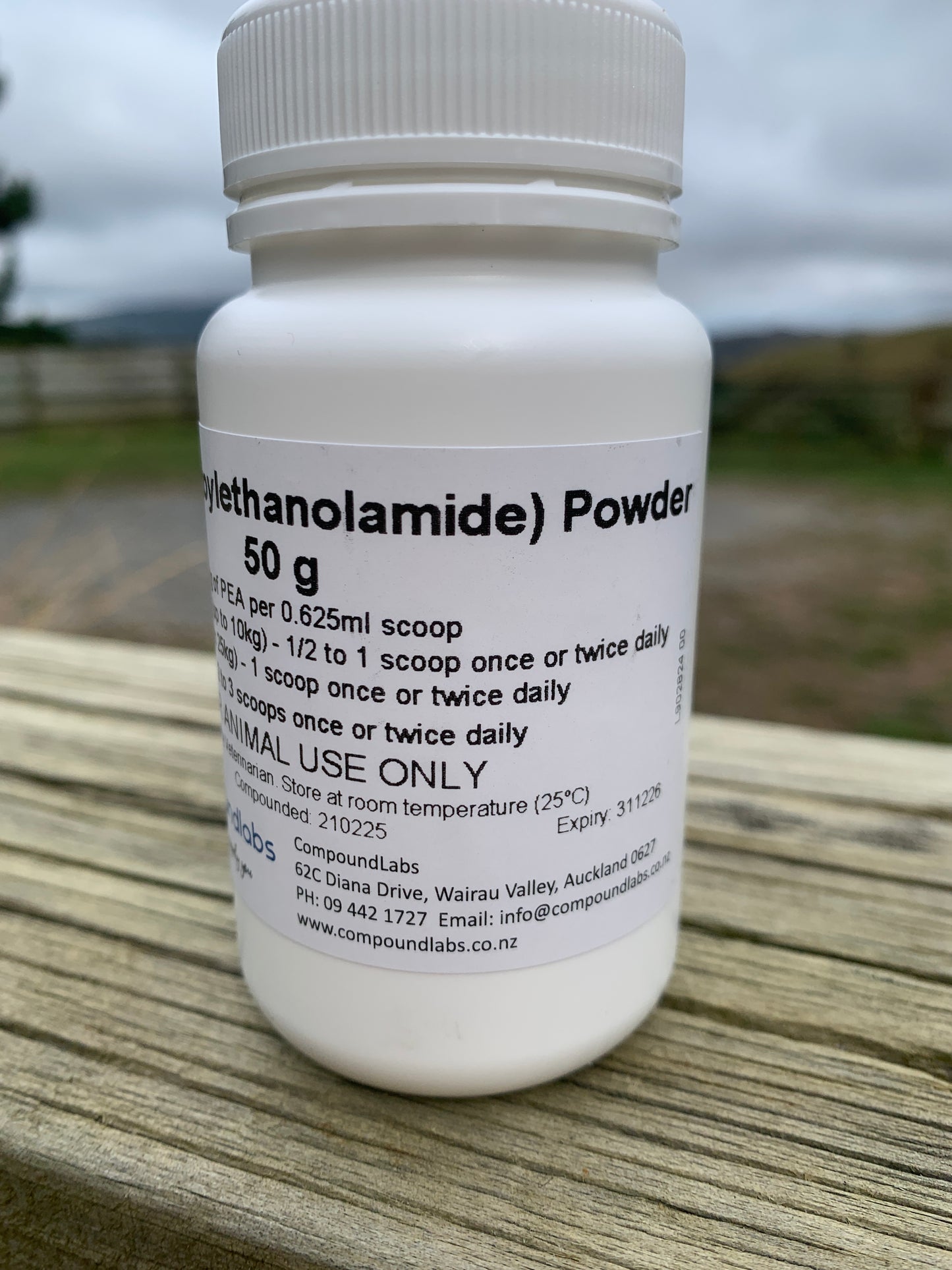 Tub of PEA powder (50g) available from Your Whole Dog