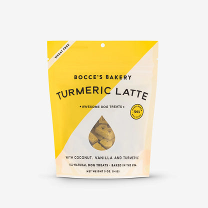 Your Whole Dog's bakery offers a nutrient-packed Bocce's Bakery: Turmeric Latte Biscuits (5oz/141g) dog treat crafted with natural and healthy ingredients. These wheat-free dog treats are perfect for health-obsessed pet owners looking to provide their furry friends.