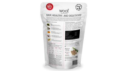 A bag of Your Whole Dog Wild Venison Freeze Dried Food made with New Zealand ingredients.