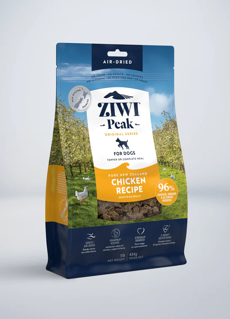 Ziwi Peak ASir-Dried Chicken og food - a 454g bag available from Your Whole Dog