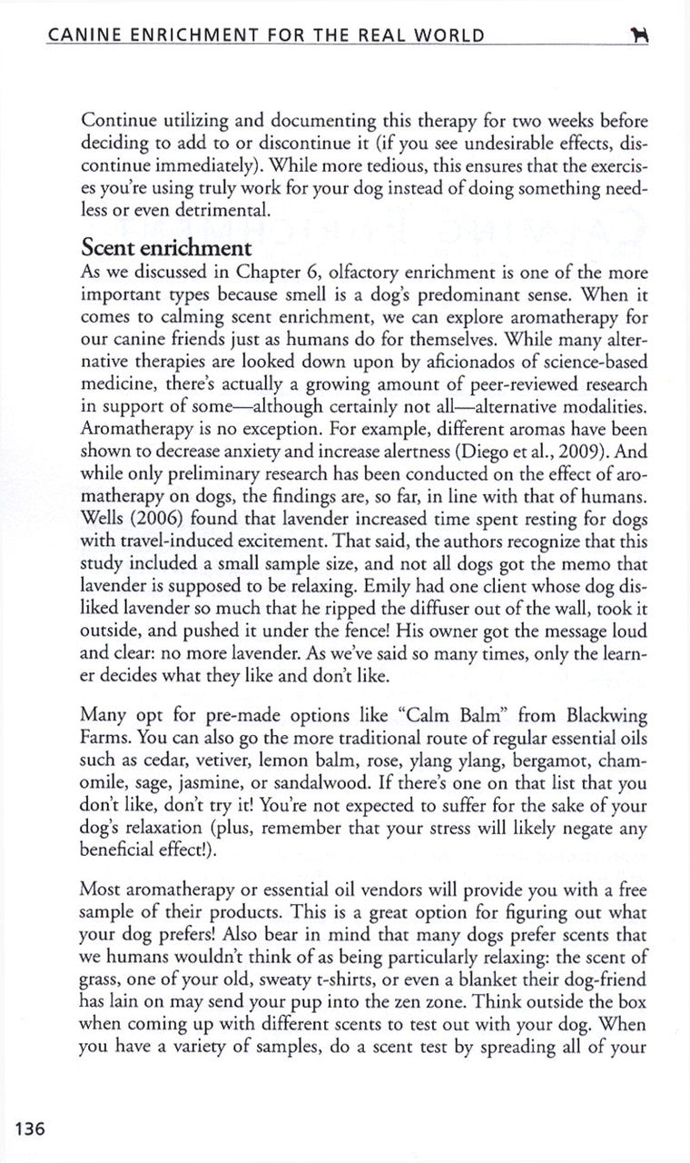 A document titled "Book: Canine Enrichment for the Real World: Making It a Part of Your Dog's Daily Life" focusing on dog's daily life and canine enrichment by Your Whole Dog.