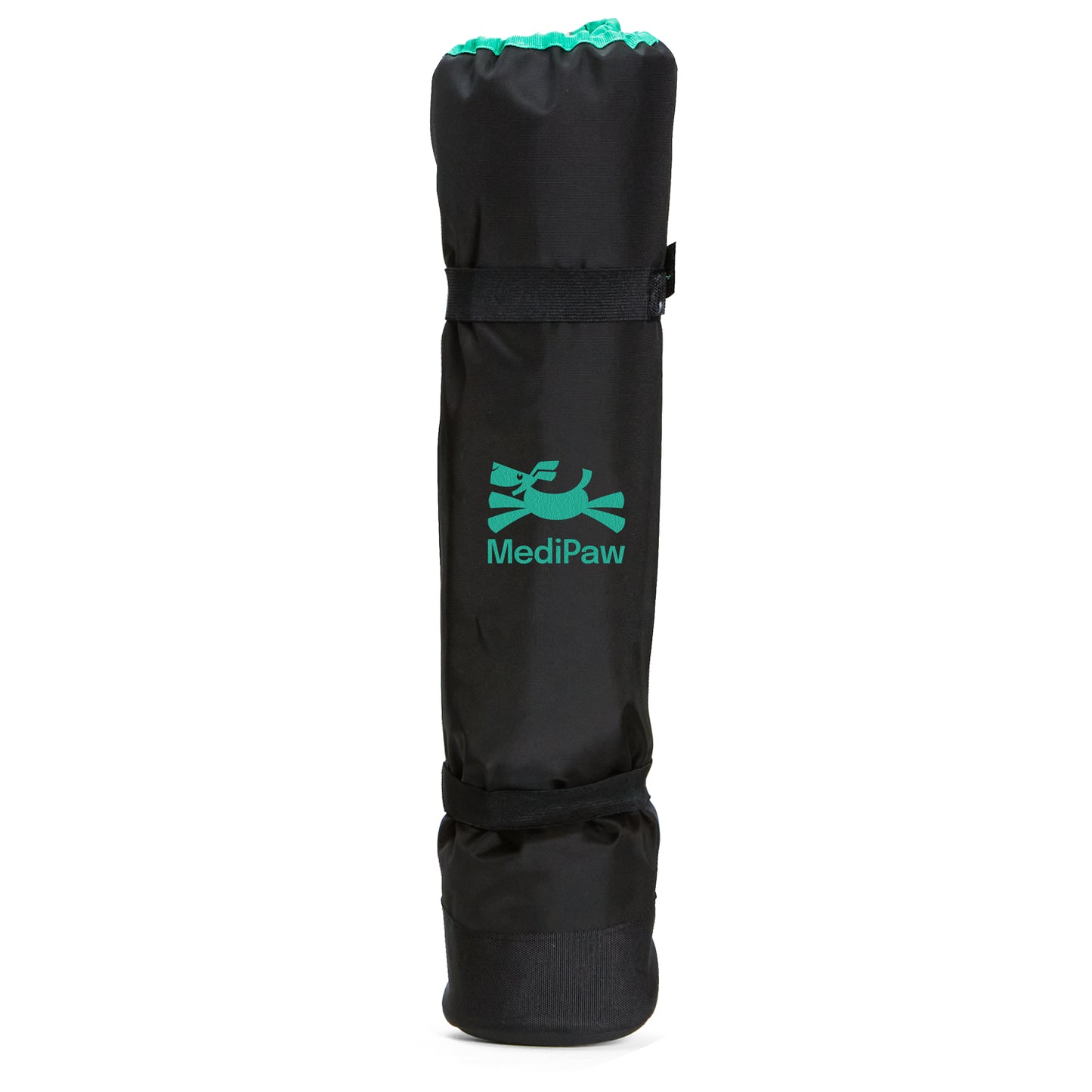 The MediPaw Soft Bandage (Basic) Boot by Your Whole Dog is a black and green protective dog boot with the "MediPaw" logo, designed with a waterproof nylon shell to cover and protect your dog's leg.