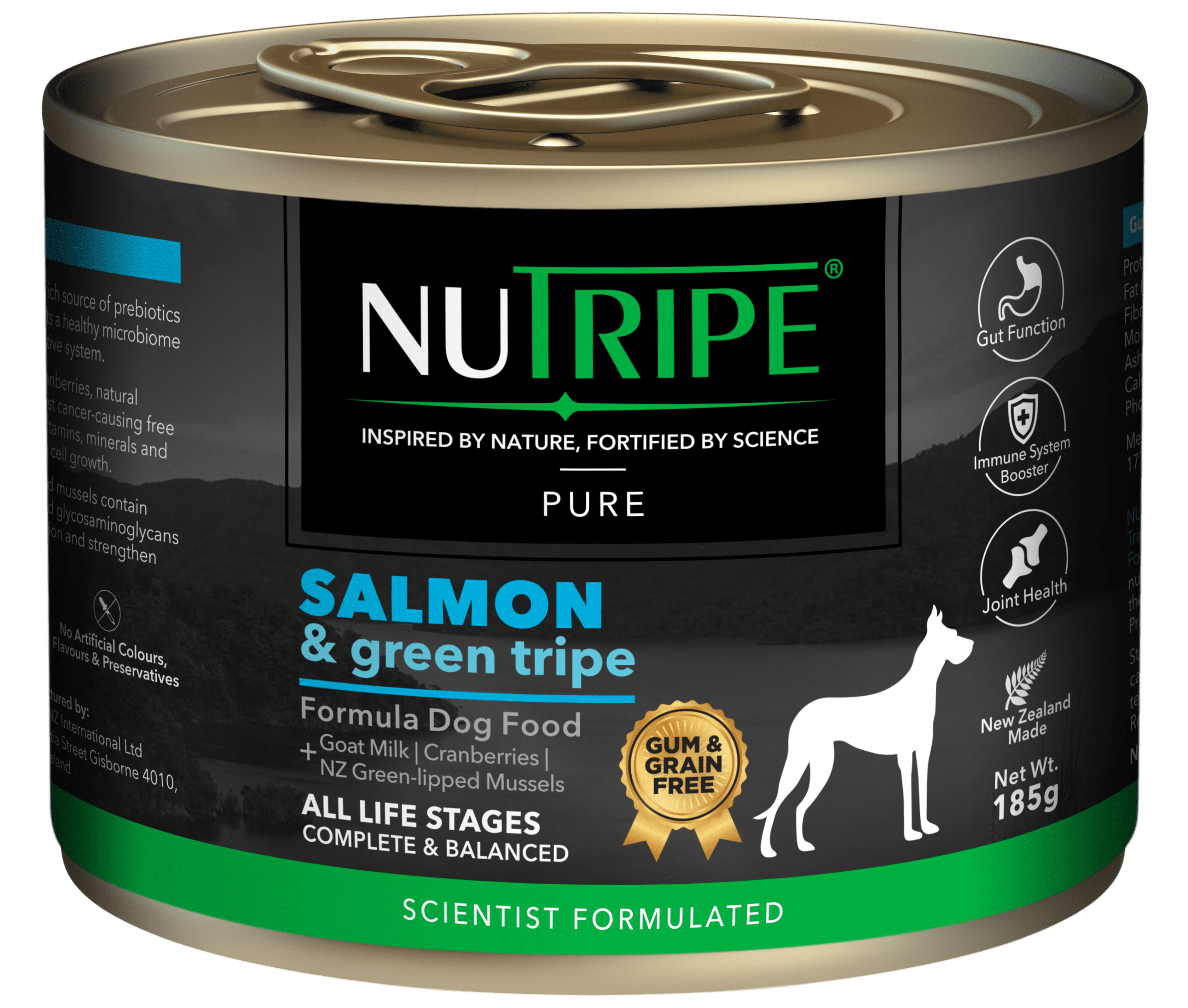 NUTRIPE PURE Salmon Green Tripe Dog Food 185g cans Your