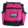The Doggone Good Rapid Rewards Treat Pouch by Your Whole Dog is a vibrant pink and black backpack with multiple compartments, making it a stylish treat bag for any dog trainer. It includes a convenient front label for easy identification.