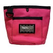 A convenient, bright pink fabric bag with a black zipper and front pocket, featuring a rectangular label with text and a loop for hanging. Ideal for use as treat bags during training sessions or to carry your Doggone Good Clicker on the go, this is the SALE: Doggone Good Trek-n-Train Treat Pouch by Your Whole Dog.