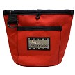 Introducing the Doggone Good Trek-n-Train Treat Pouch by Your Whole Dog: a red, rectangular insulated bag with a black top zipper and front pocket, perfect for dog training treats, complete with a stitched logo patch at the center.