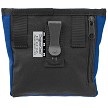 The "SALE: Doggone Good Trek-n-Train Treat Pouch" by Your Whole Dog is a small, square pouch in black and blue, featuring a right-side zipper and a center clip—perfect for storing your Doggone Good Clicker or treat bags during your Trek-n-Train adventures.