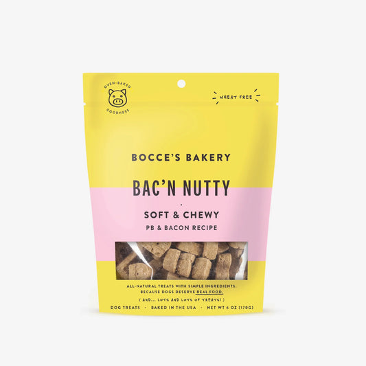 Your Whole Dog offers limited ingredient dog treats, including their soft & chewy Bocce's Bakery: Bac'n Nutty cookies - perfect for training bites!