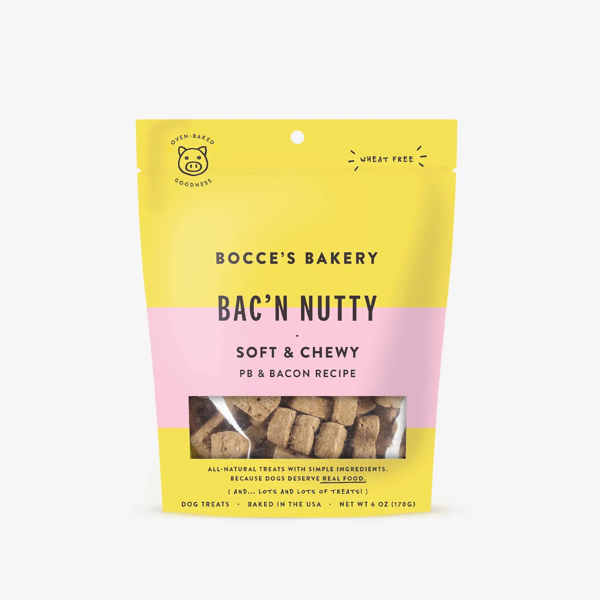 Your Whole Dog offers limited ingredient dog treats, including their soft & chewy Bocce's Bakery: Bac'n Nutty cookies - perfect for training bites!