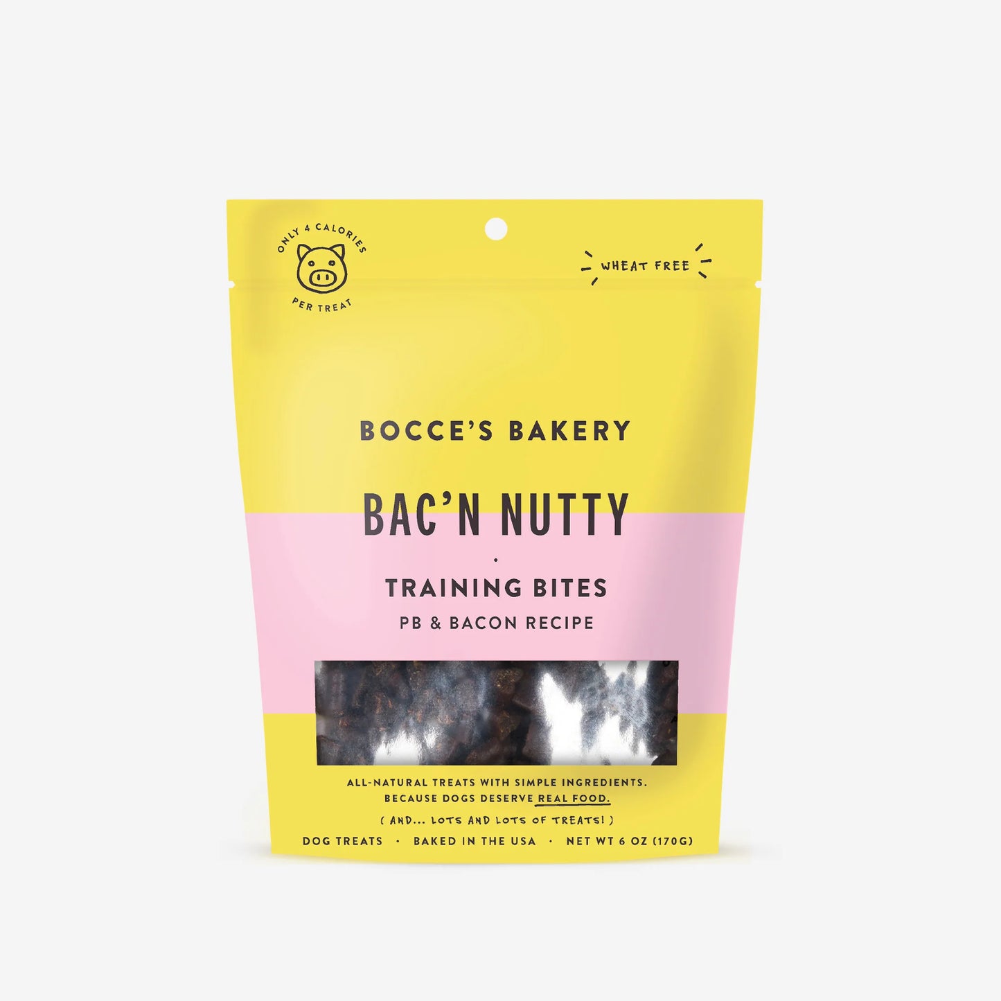 Your Whole Dog's Bocce's Bakery: Bac'n Nutty Training Bites (6oz/170g) perfect for sitting pups.