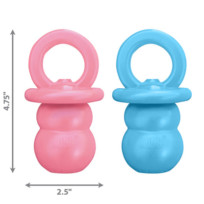 Two SALE: KONG Puppy Binkie pacifiers in pink and blue.