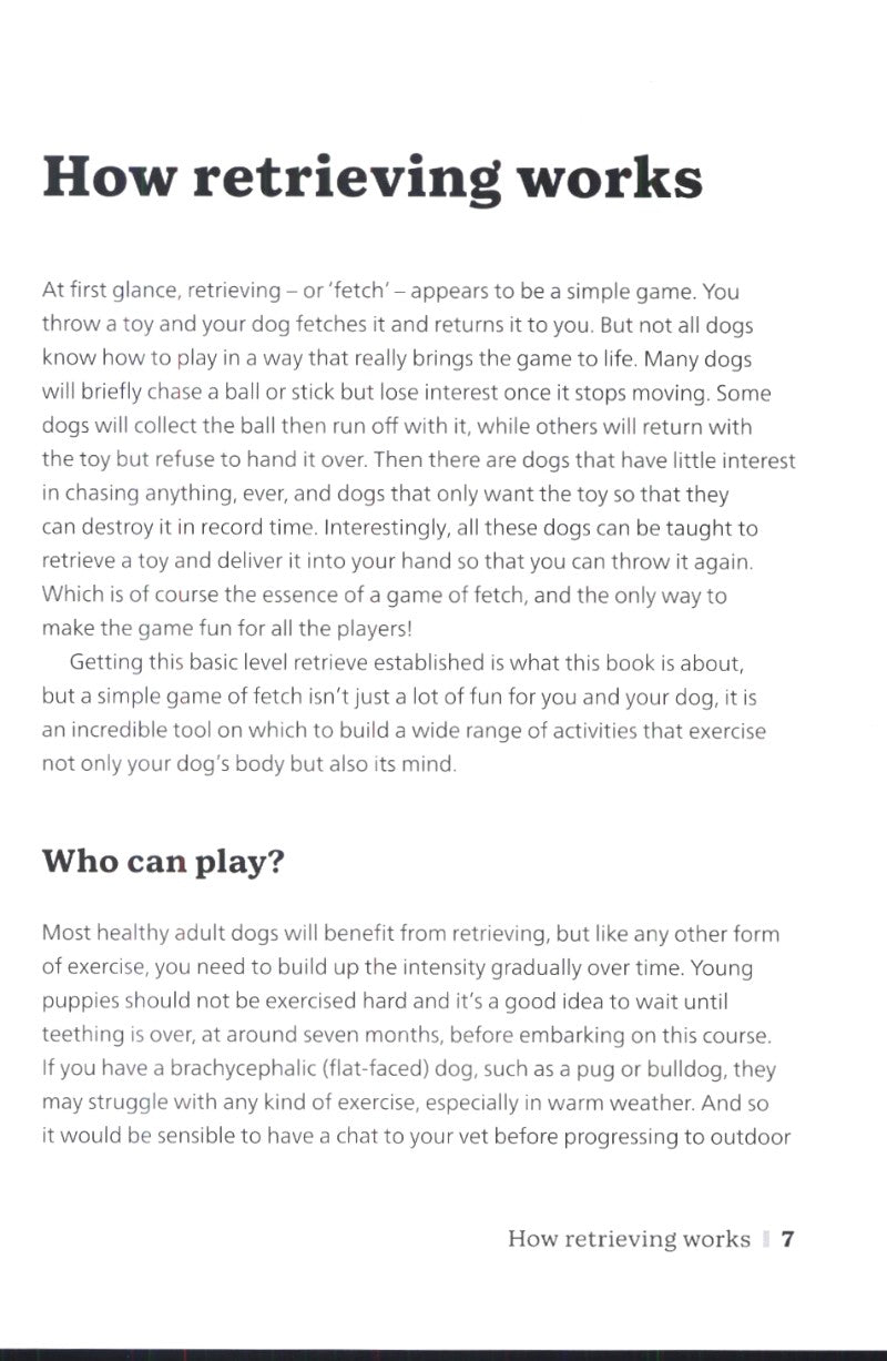 Text page from a book about dog retrieving exercises