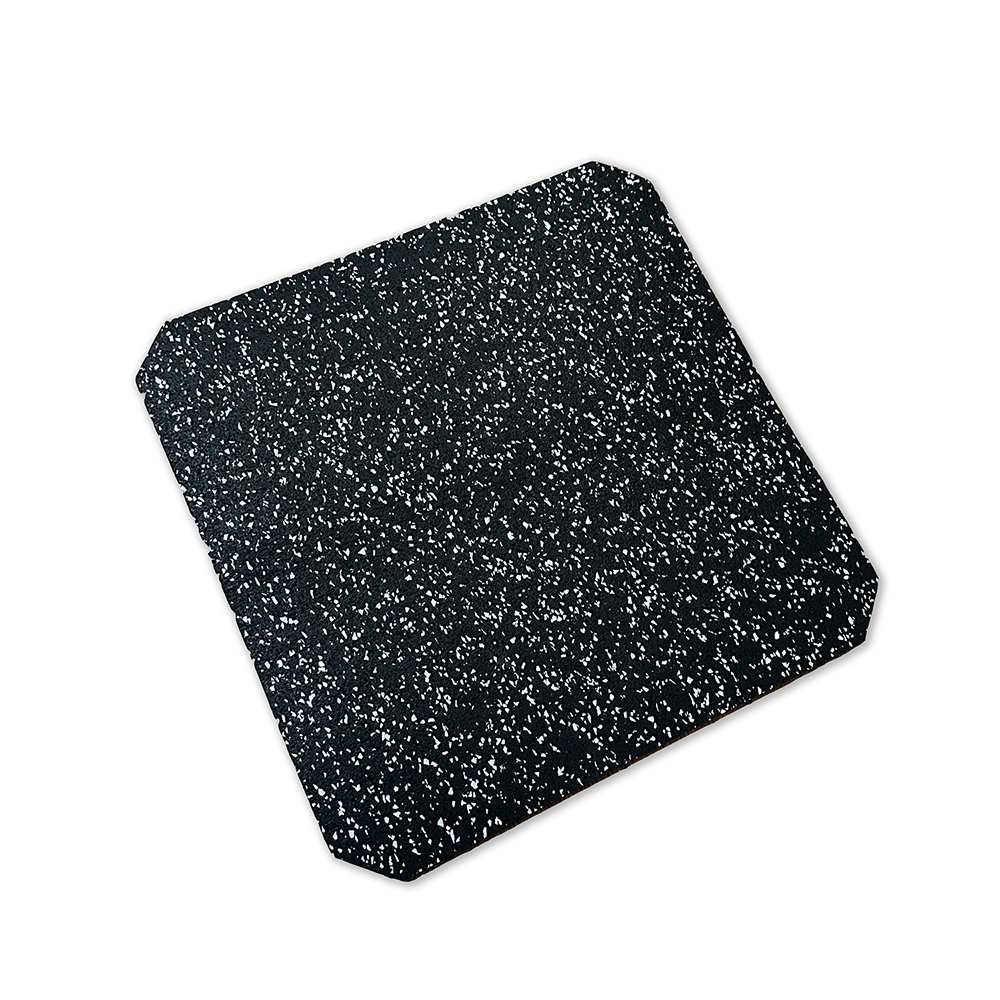 The Flexiness FlexBloxMat - PRE-ORDER by Your Whole Dog, a square black mat with white speckles and slightly cut-off corners designed for a unique training experience, is displayed against a white background.