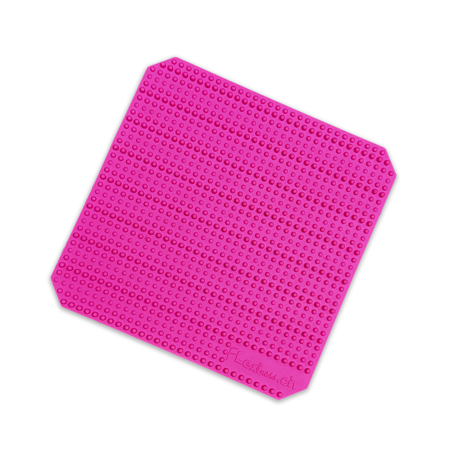 The Flexiness FlexBlox SensiMat, a pink plastic mat with holes on it, designed to provide comfort and support for dogs' paws during exercise with the innovative Your Whole Dog technology.