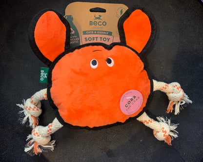 A BECO Cora the Crab toy with rope, at Your Whole Dog.