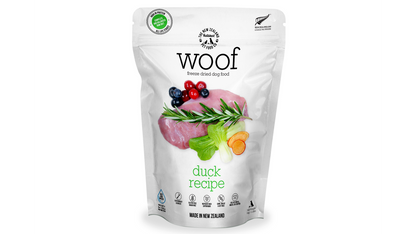 A bag of nourishing Your Whole Dog Freeze Dried Duck Dog Food.