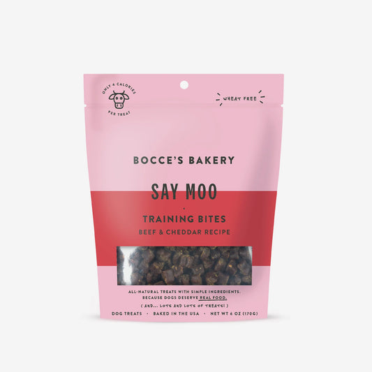 Your Whole Dog specializes in creating delicious Bocce's Bakery: Say Moo Training Bites (6oz/170g) for sitting pups. These treats are made with real ingredients, ensuring the highest quality and taste.