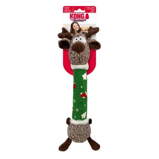 A CLEARANCE: KONG Holiday Shakers Dog Toy packaged as a Reindeer for the holiday season by Your Whole Dog.
