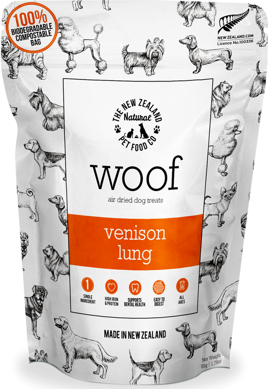 Your Whole Dog is a premium brand that offers Woof: Venison Lung Treats (50g) made through the freeze drying process. It is a nutritious and delicious raw food option for your beloved canine companion.