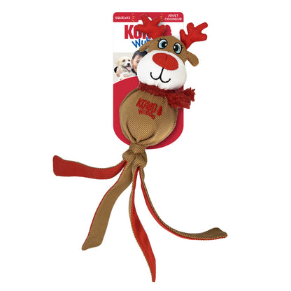A Christmas CLEARANCE: KONG Holiday Wubba Dog Toy with a reindeer face, by Your Whole Dog.