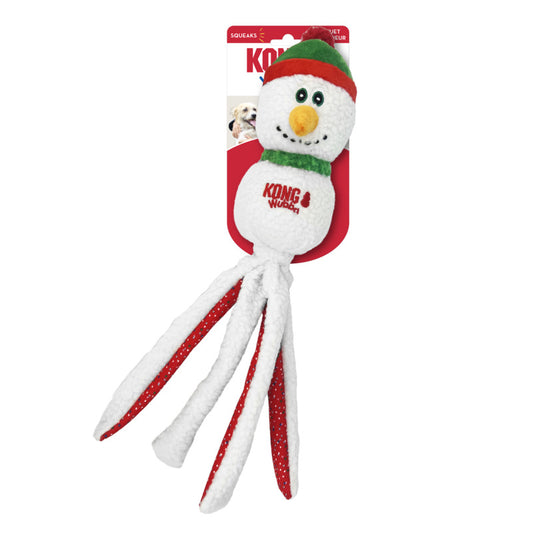 A Christmas snowman toy: CLEARANCE: KONG Holiday Wubba Dog Toy by Your Whole Dog.