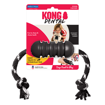 Your Whole Dog's SALE: KONG Dental Extreme with Rope is a rubber dog toy specially designed for teeth cleaning. This innovative product, known as KONG Dental, offers an effective solution for maintaining your dog's dental hygiene.