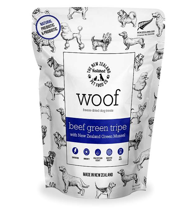 Your Whole Dog: Beef Green Tripe & Mussel Treats (40g) dry dog food.