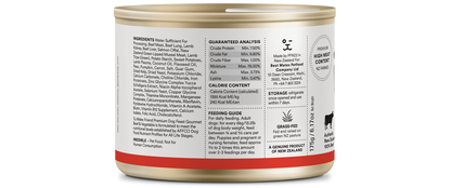 A can of CLEARANCE: Tu Meke Friend Gourmet Beef & Vegetable Dog Food (175g cans) by Your Whole Dog on a white background.