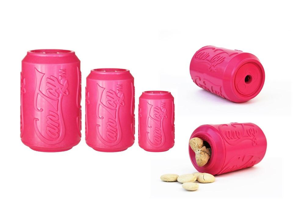 Your Whole Dog CLEARANCE: Soda Pup CAN TOY & TREAT DISPENSER (PINK - for teething puppies) dog treat holder.