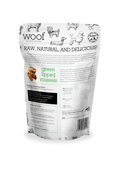 Your Whole Dog: Green Lipped Mussels (50g) raw natural and delicious green pea dog treats.