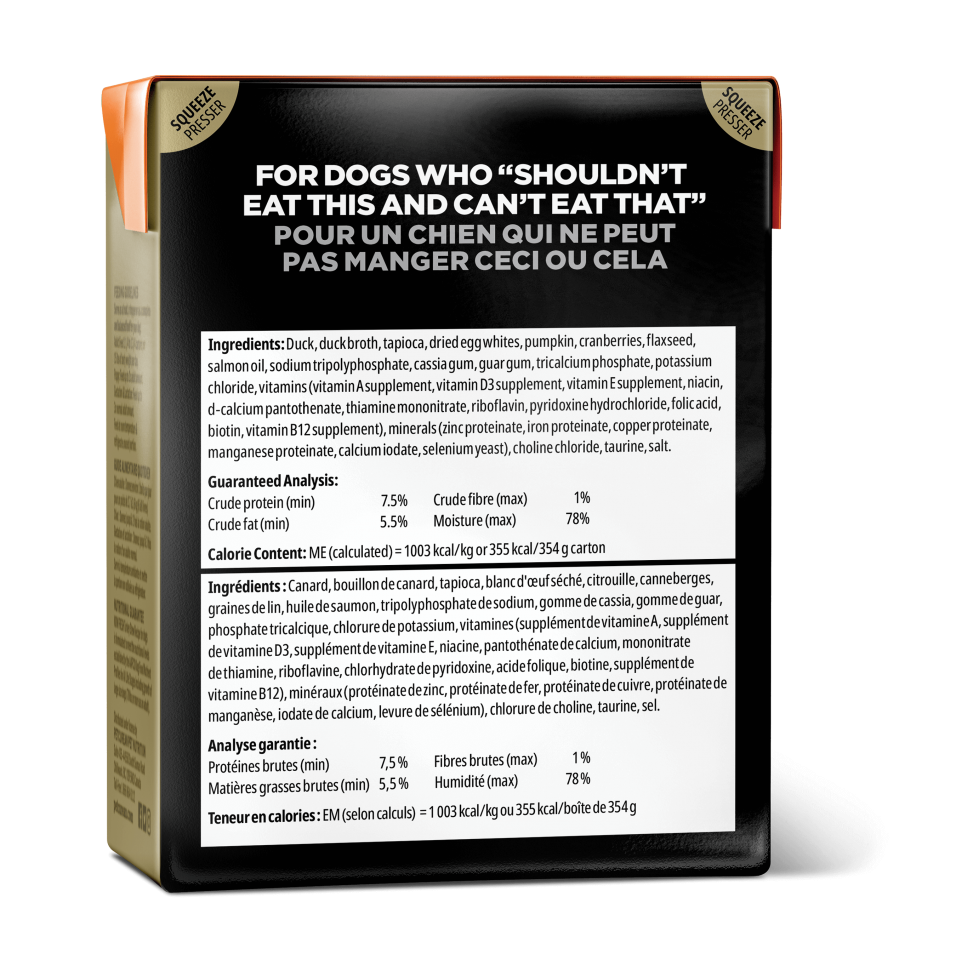 For dogs who can't eat, consider using lickmats or stuffing KONGS with GO! SOLUTIONS SENSITIVITIES Grain Free Duck Pâté (354g) from Your Whole Dog.