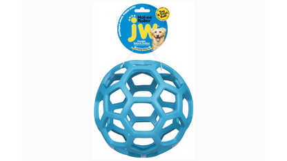 A jumbo blue JW Hol-ee Roller ball. Available from Your Whole Dog.