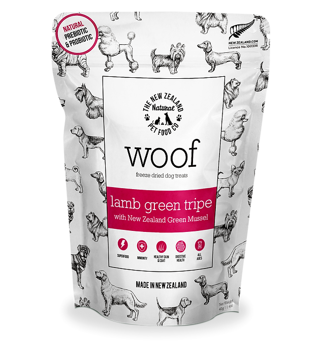 A bag of Your Whole Dog: Lamb Green Tripe & Mussel Treats (40g) dry dog food.