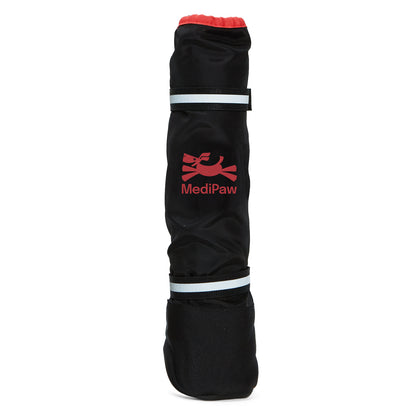 A black and red bag with the word MediPaw: Healing Slim Boot by Your Whole Dog on it.