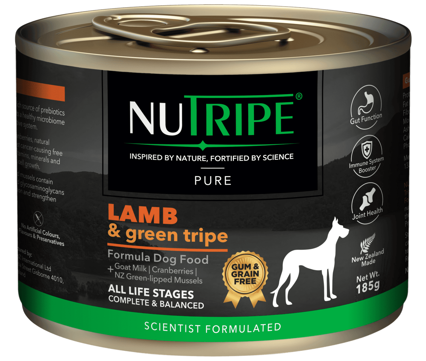 Your Whole Dog’s NUTRIPE PURE Lamb & Green Tripe Dog Food (185g cans).