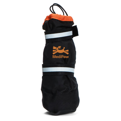 A black and orange MediPaw: Healing Slim Boot with the word Your Whole Dog on it.