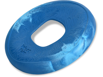 A blue Your Whole Dog: Sailz frisbee on a white background, perfect for interactive play and a game of fetch.