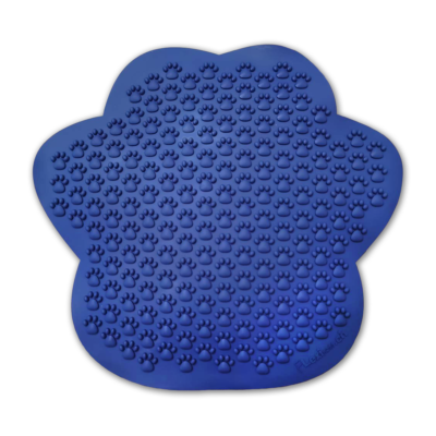 A non-slip Flexiness SensiMat - V5-Paw with blue paw designs on a white background for dogs, produced by Your Whole Dog.