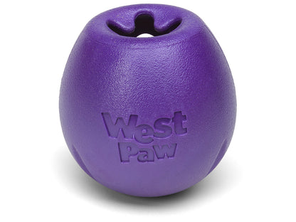 West Paw's purple Rumbl treat-dispensing puzzle dog toy from Your Whole Dog.