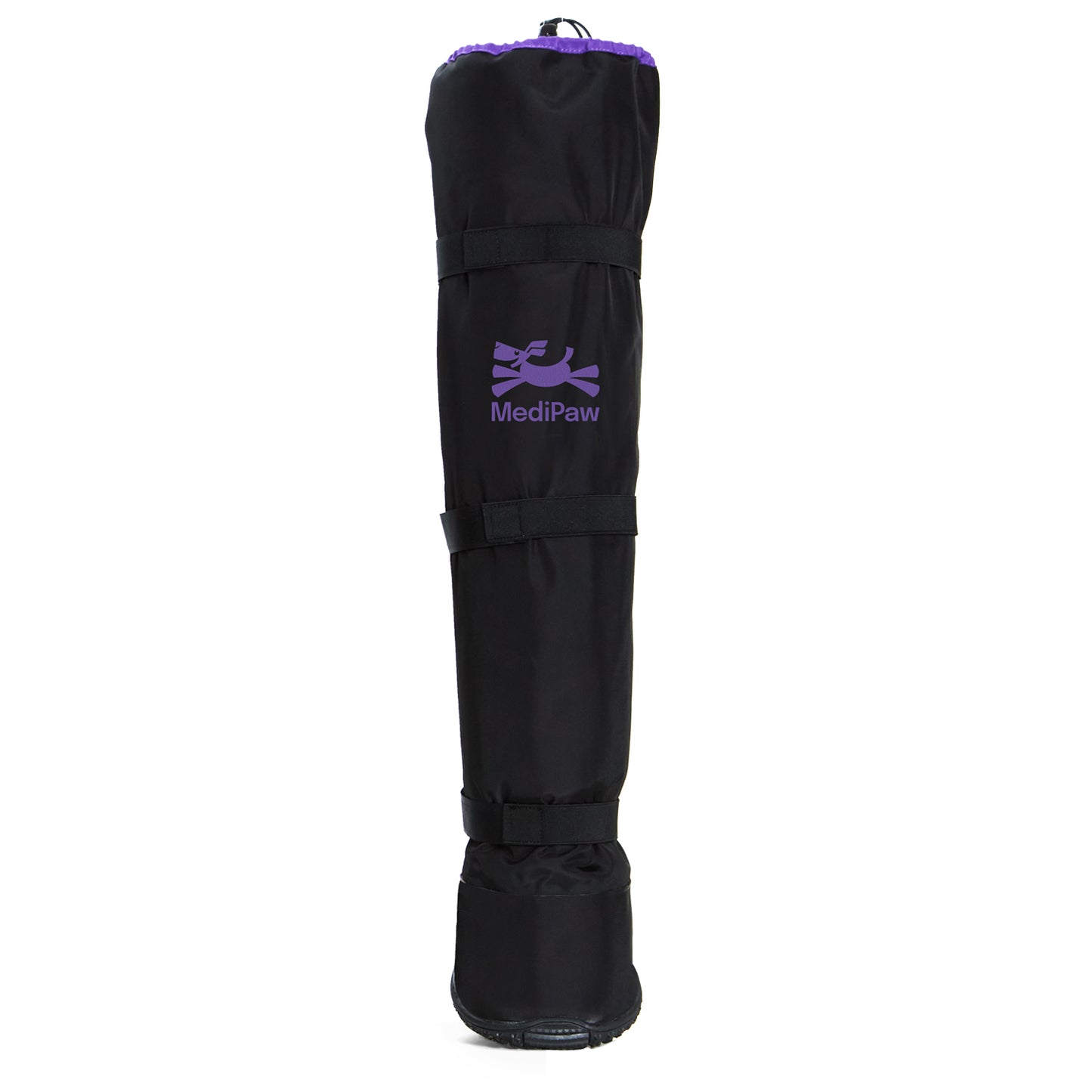 A black and purple bag with the Your Whole Dog: MediPaw: Rugged X-Boot logo on it.
