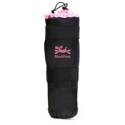 A black and pink Your Whole Dog MediPaw: Rugged X-Boot bag with the word modpaw on it.
