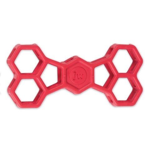 Red honeycomb-shaped Your Whole Dog Hol-ee Bone natural rubber trivet.