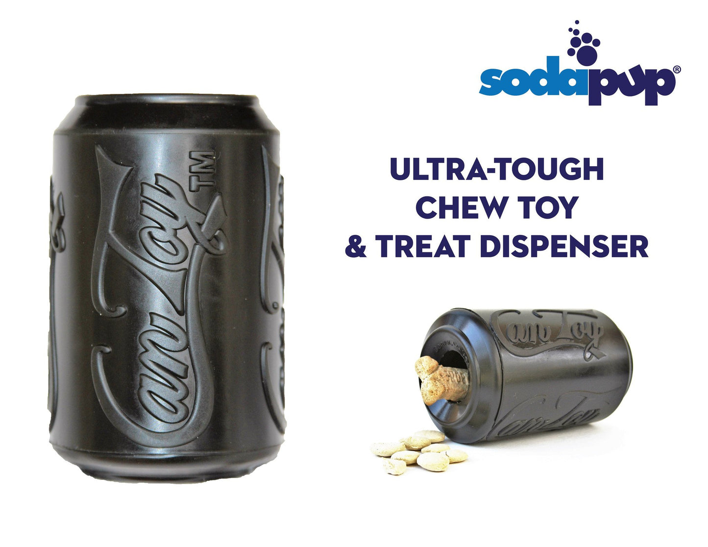 Your Whole Dog CLEARANCE: Soda Pup CAN TOY & TREAT DISPENSER MAGNUM (Ultra Durable) ultra tough treat dispenser and dog enrichment toy.
