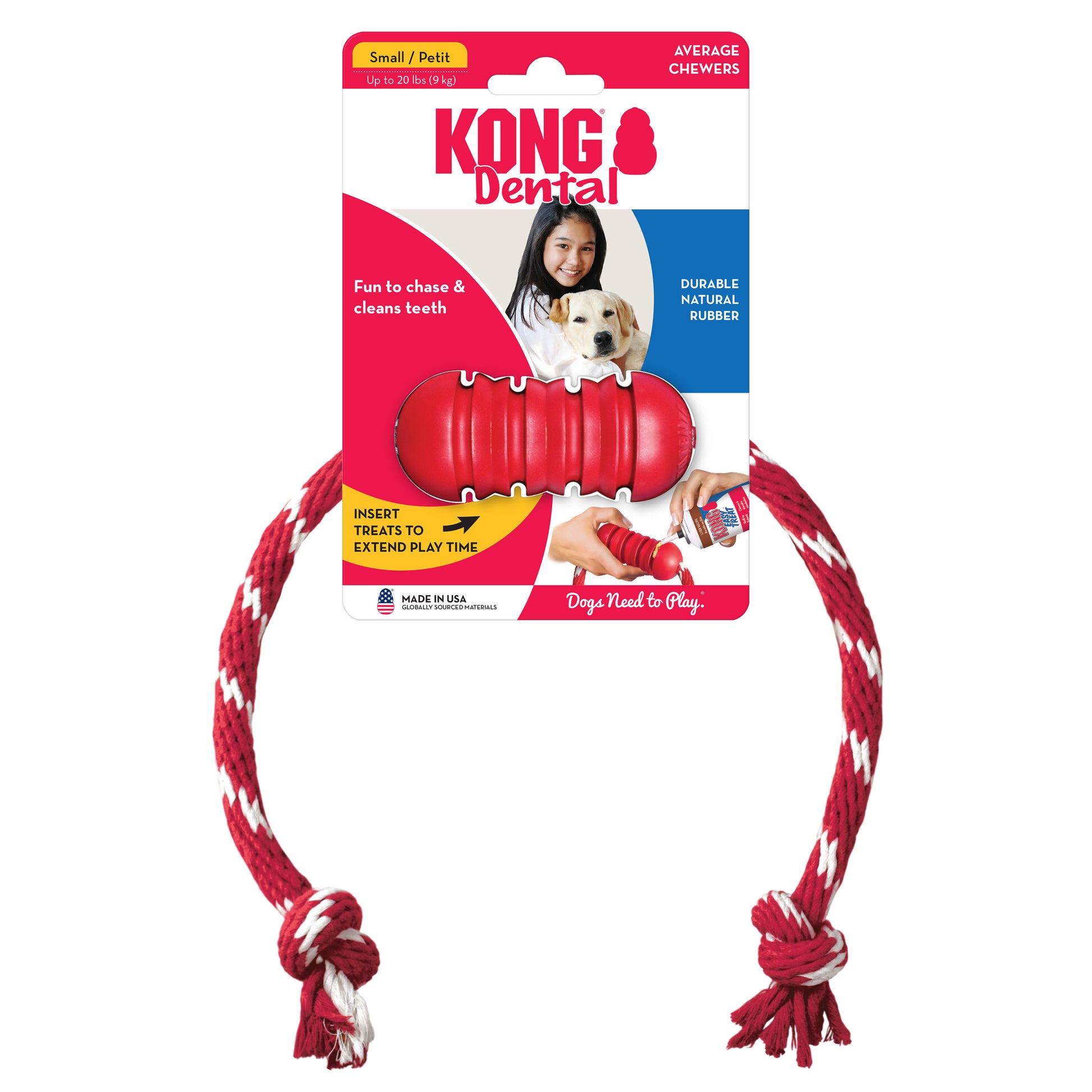 Red SALE: KONG Dental with Rope - the ultimate dental toy by Your Whole Dog.