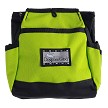 The SALE: Doggone Good Rapid Rewards Treat Pouch by Your Whole Dog is a green and black fabric backpack with multiple compartments, perfect for a dog trainer, featuring a label on the front.