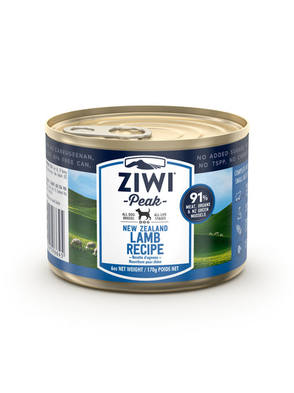 A can of ZIWI Peak Lamb Recipe for Dogs (cans) by Your Whole Dog.