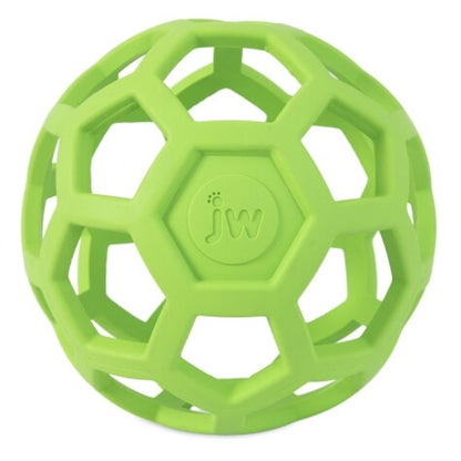 A green JW Hol-ee Roller ball with a hole in the middle. Available from Your Whole Dog.