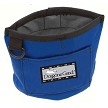 Blue, collapsible fabric dog bowl with a black interior and a handle, branded with a "Your Whole Dog" logo.