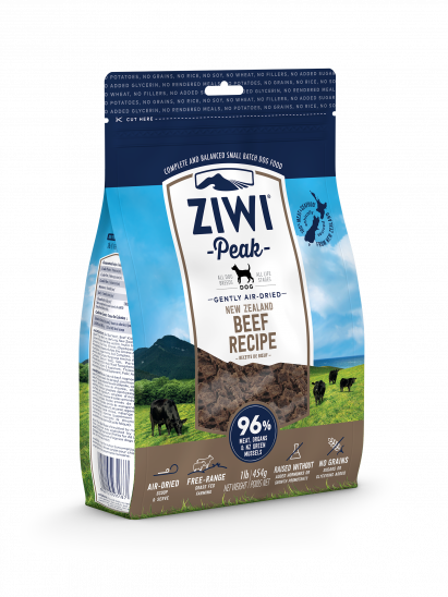 Your Whole Dog's ZIWI Peak Air-Dried Beef Recipe for Dogs with New Zealand grass-fed beef.