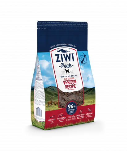 A bag of Your Whole Dog ZIWI Peak Air-Dried Venison Recipe for Dogs, specially formulated for dogs with food sensitivities.